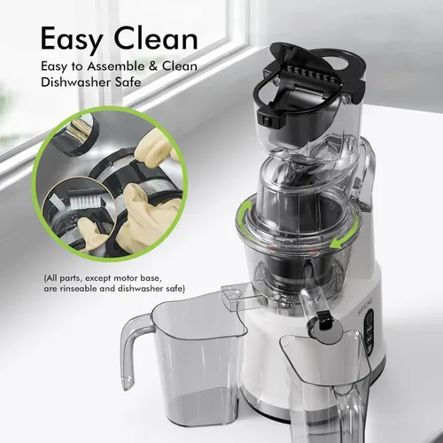 Miniatura 6 de SIFENE - Exprimidor de prensa en frío fácil de usar, exprimidor vertical de boca ancha de 3.268 in, extractor de jugo de frutas enteras y verduras