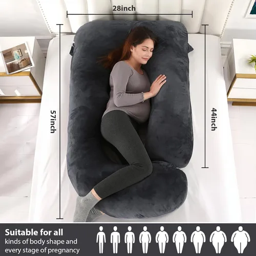 Miniatura 3 de BATTOP Almohadas de embarazo para dormir, almohada de maternidad de cuerpo completo para dormir de lado, soporte para espalda, piernas, vientre