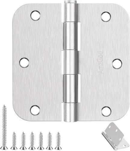 Bisagras de Puerta Níquel Cepillado - 1 Paquete Bisagras de Puerta Níquel 3.5 Pulgadas Interior Redondeadas Níquel Satinado Bisagras de Puerta con