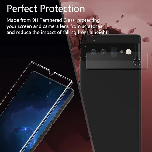 Miniatura 9 de [Compatible con huellas dactilares] Paquete de 2 protectores de pantalla de vidrio templado 3D para Google Pixel 6 Pro + 2 protectores de lente