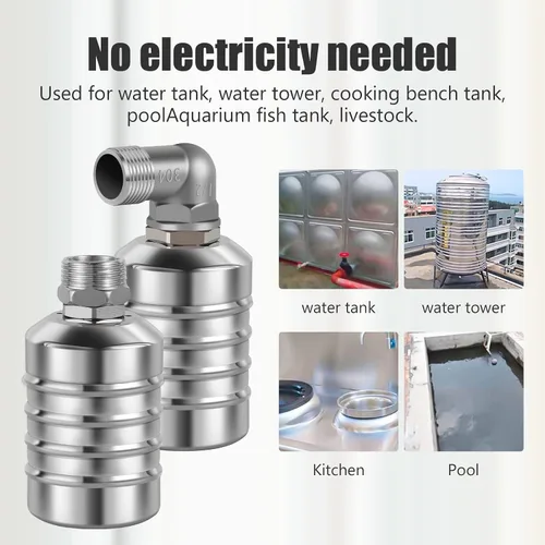 Miniatura 7 de Válvula de flotador de acero inoxidable 304 totalmente automática con control de nivel de agua para tanque de agua, mini válvula de flotador de bola