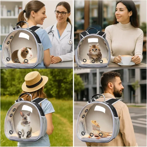 Miniatura 4 de Transportador de conejos, conejillos de indias, mochila transportadora de animales pequeños para conejos, dragón barbudo, lagarto, hámster, gatito.
