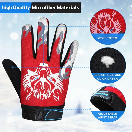 Miniatura 3 de 4 pares de guantes de ciclismo para niños y niñas y jóvenes guantes de bicicleta de montaña guantes deportivos cálidos para niños guantes de pesca