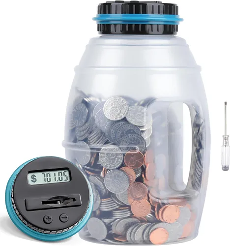 Alcancía extra grande para niños y adultos, banco digital Vcertcpl con contador de monedas LCD, capacidad de 2.8 L, tarro de dinero para adultos,