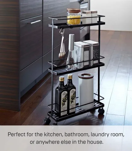 Miniatura 3 de Yamazaki – Carrito de almacenamiento con ruedas para la cocina, estante organizador portátil