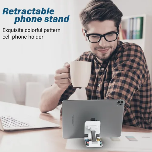 Miniatura 2 de Soporte de teléfono plegable para escritorio - Soporte de teléfono celular de ángulo ajustable - Adecuado para iPhone, Samsung - Flor negra