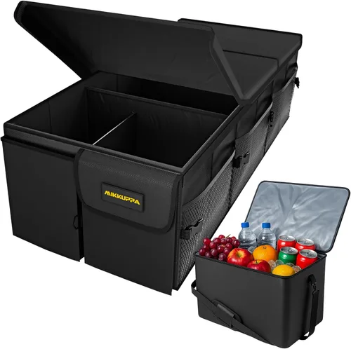 Miniatura 14 de MIKKUPPA Organizador de maletero de automóvil, organizador plegable de 35 litros con tapa, almacenamiento resistente para automóvil, SUV, camión