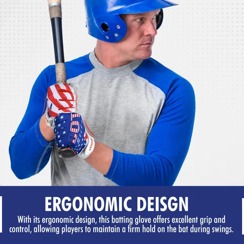 Miniatura 6 de Guantes de bateo con la bandera estadounidense, guantes de sóftbol para hombre, bandera de Estados Unidos, guantes de bateo de béisbol para hombres