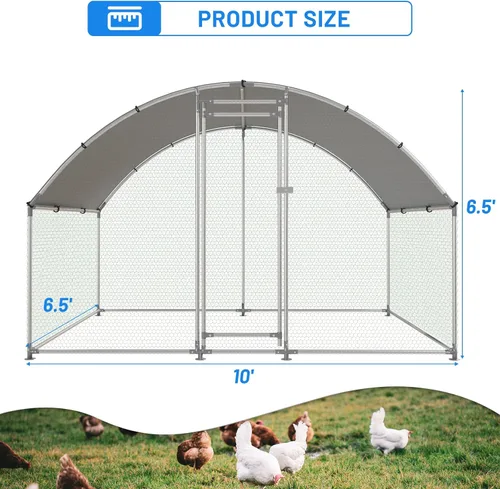 Miniatura 2 de NUGRIART Gallinero grande de metal, jaula de exterior con cubierta impermeable y anti-UV, jaula de aves de corral con techo abovedado para conejos