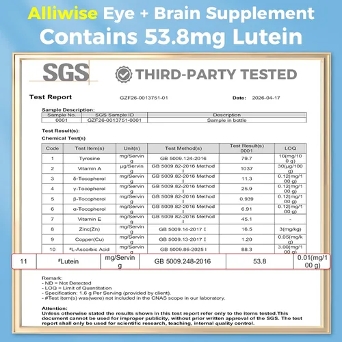 Miniatura 6 de Alliwise Vitaminas de Luteína para los Ojos 14 en 1 Suplemento de Vitaminas para la Salud Ocular, Apoyo para Ojos Secos, Suplemento para la Memoria