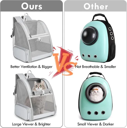 Miniatura 4 de Mochila transportadora para gatos, mochila grande para mascotas con varita de gatito, juguete de plumas para perros medianos y pequeños, gatos