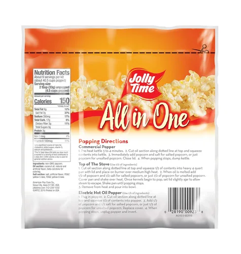 Miniatura 2 de JOLLY TIME Kit de palomitas de maíz todo en uno, paquetes de porciones con granos, aceite y sal para cine o máquinas de aire