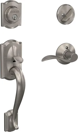 Miniatura 32 de Schlage F60 V CAM 716 ACC - Juego de manijas para puerta de entrada con manija Accent, diseño Camelot, cerradura de entrada con llave de lado único