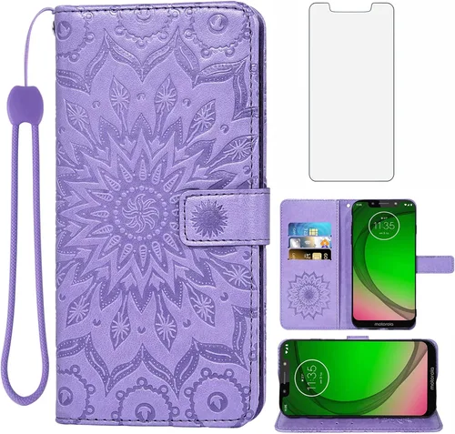 Miniatura 9 de Funda de teléfono para Motorola Moto G7 Play/MotoG7 Optimo XT1952DL/Tmobile Revvlry Wallet con protector de pantalla de vidrio templado Funda