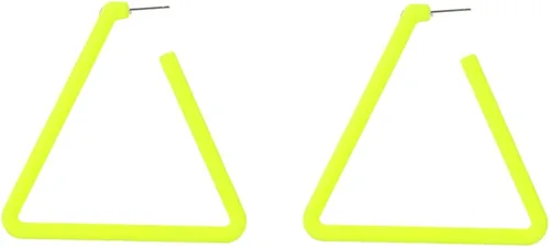 Pendientes de aro clásicos coloridos de los años 80 90 con forma de corazón y triángulo de estrella grande retro neón esmerilado geométrico macaron