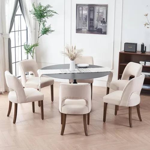 Miniatura 12 de VKNOW Juego de 2 sillas de comedor de madera, silla de comedor tapizada en tela moderna, silla de cocina, silla de cena de granja para cocina y Verde