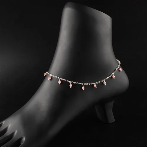Miniatura 33 de Yanara Tobilleras de piedras preciosas para mujer, piedra natal natural, chapada en plata, joyería hecha a mano en 8.5 + 1.5 pulgadas, cristales