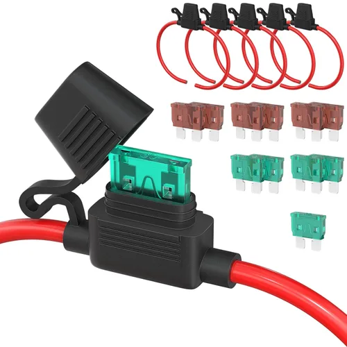 Miniatura 7 de DaierTek Portafusibles en línea de 12 AWG, 12 V, ATO/ATC, portafusibles en línea, 12 voltios, impermeable, con fusible de hoja media de 30 amperios