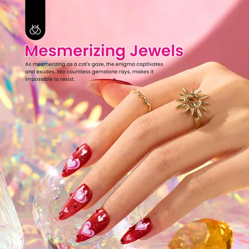 Miniatura 3 de Beetles - Juego de esmalte de uñas de gel de 6 colores, ojo de gato plateado, gel transparente rojo, rosa, amarillo, verde, negro, con efecto