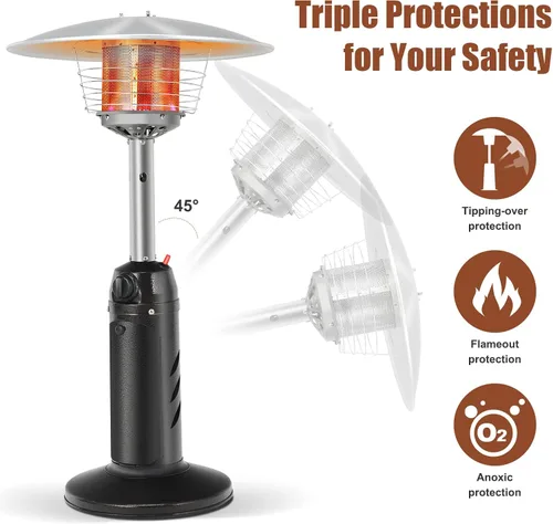 Miniatura 6 de Giantex Calentador de propano para exteriores, calentador de mesa portátil de 13,000 BTU con base pesada, acero inoxidable, termostato ajustable