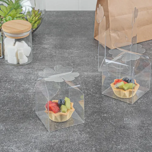 Miniatura 7 de Restaurantware - Cajas de recuerdo de boda de 2.8 x 2.4 pulgadas, 100 cajas de dulces transparentes con parte superior de trébol. Para bodas, baby