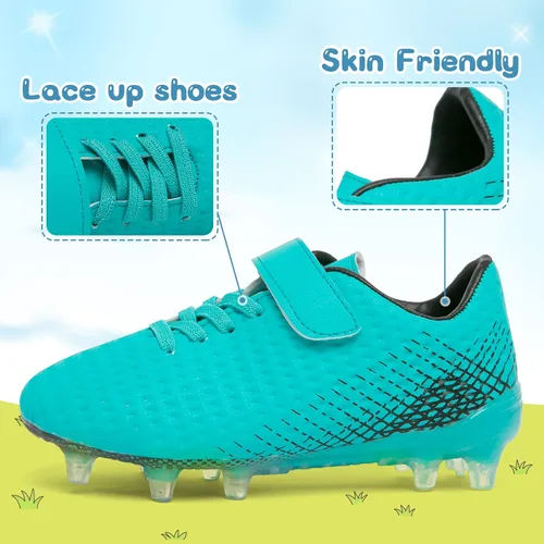 Miniatura 6 de BUWTDAY Tacos de fútbol para niños y niñas, atléticos para exteriores, cómodos, antideslizantes, zapatos de fútbol (niños pequeñosniños grandes)
