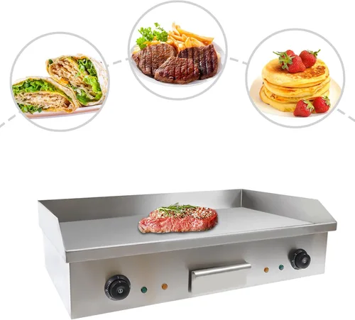 Miniatura 6 de Plancha eléctrica comercial para encimera, plancha eléctrica de 3 KW, parrilla superior plana con control preciso de temperatura y caja