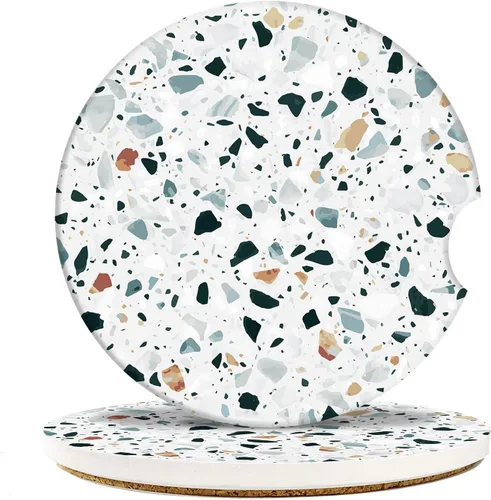 Miniatura 11 de Britimes Posavasos absorbentes para automóvil para bebidas, paquete de 2 portavasos, piedra de cerámica de 2.56 pulgadas y base de corcho Azul