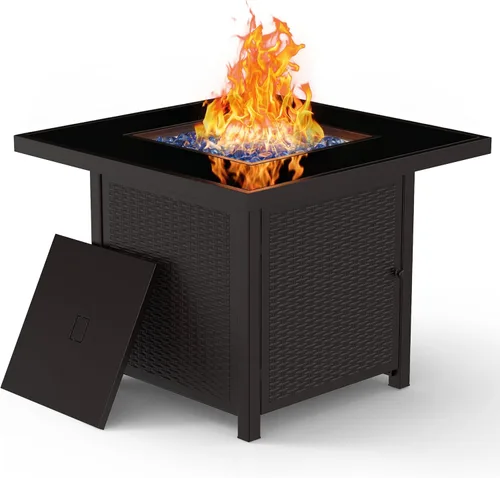 Miniatura 11 de BALI OUTDOORS - Mesa para fogata de gas propano 32 pulgadas, 50,000 BTU, fogatas cuadradas de gas para exterior, color marrón