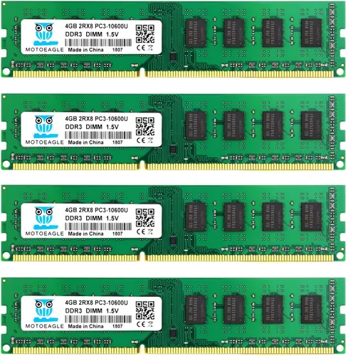 Miniatura 10 de Motoeagle Kit de 8 GB (2 x 4 GB) 2RX8 PC3-10600U DDR3 1333 MHz DIMM RAM 4 GB DDR3 10600 PC3 1333 UDIMM CL9 1.5V 240-Pin Memoria de escritorio DDR3