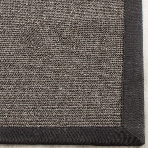 Miniatura 40 de Alfombra de sisal Safavieh, de color maíz y negro, tejida a mano, de la colección de fibras naturales; 5 x 8 pulgadas, NF441A, Tela, Gris / Gris