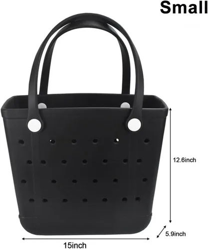 Miniatura 2 de Bolsa de playa pequeña, bolsa de playa de goma, impermeable, lavable, duradera, abierta para playa, barco, piscina, deportes