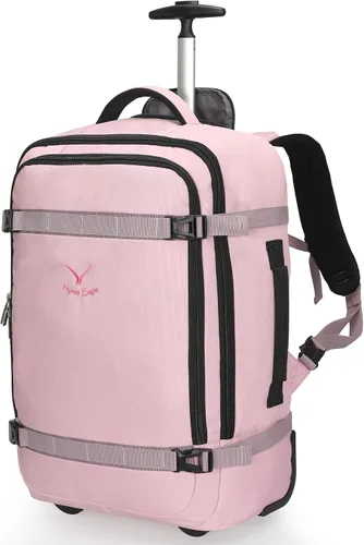 Miniatura 13 de Hynes Eagle Mochila rodante de 42 L con ruedas, mochila de viaje aprobada para vuelos, equipaje de mano, mochila de equipaje, Azul oscuro, Mochilas