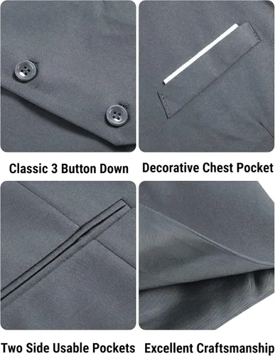 Miniatura 5 de COOFANDY Chaleco de traje formal para hombre, ajustado, casual, para negocios, chaleco