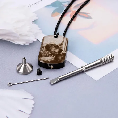 Miniatura 3 de Fanery Sue Collar personalizado para cenizas de mascotas para perros y gatos, foto y texto personalizados, regalo de condolencia, regalo de cremación