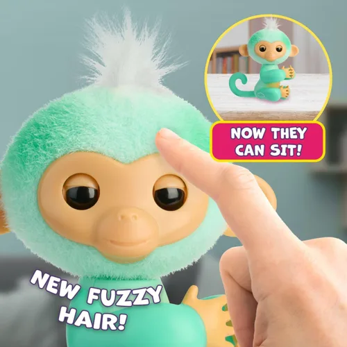 Miniatura 5 de Fingerlings 2023 NUEVO mono bebé interactivo reacciona al tacto – más de 70 sonidos y reacciones – Ava (Cian)