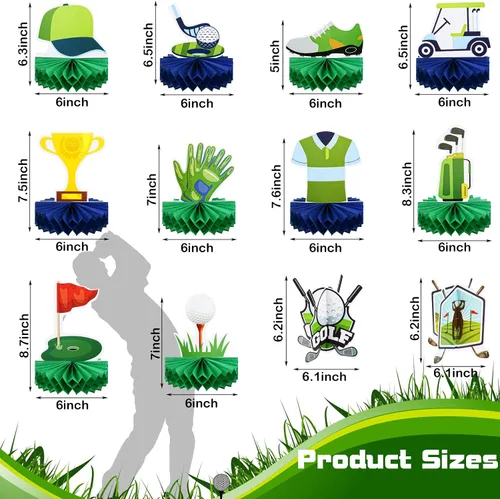 Miniatura 2 de Teling - 12 centros de mesa de golf para decoración de mesa de fiesta, pelota de golf de doble cara, panal para cumpleaños, despedida de soltero