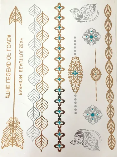 Miniatura 8 de 10 hojas de modernos tatuajes metálicos flash de oro/plata