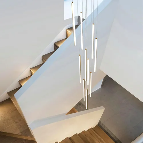 Miniatura 6 de HuisMier Candelabros LED Dorados de 10 Luces, Candelabro Moderno Regulable para Escalera y Techo Alto con Control Remoto, Candelabro Largo