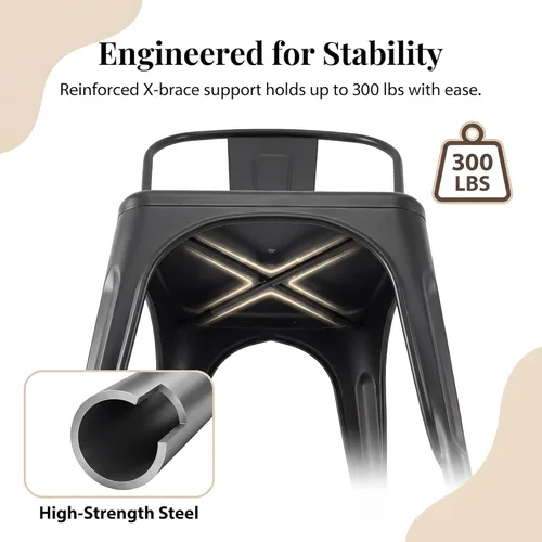 Miniatura 5 de Devoko Sillas de metal para interiores y exteriores, estilo envejecido, sillas de comedor y cocina, sillas laterales apilables con respaldo, juego
