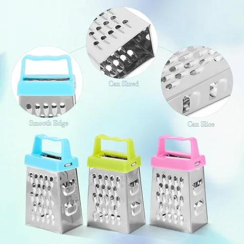 Miniatura 8 de Kichvoe Juego de 6 mini ralladores de queso, de acero inoxidable, 4 en 1, para ajo, jengibre, verduras, mango ergonómico, apto para lavavajillas
