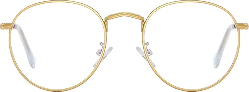 AIEYEZO Gafas redondas para mujeres y hombres, lentes de bloqueo de luz azul, lentes circulares con marco de alambre de metal