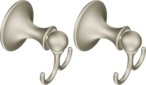 Moen DN7703BN - Gancho para bata de descanso, 1 unidad (paquete de 2), níquel cepillado