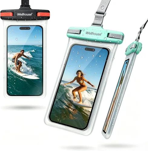 Miniatura 9 de wellhouse Bolsa impermeable para teléfono, Funda impermeable para teléfono para iPhone 16 15 14 13 12 Pro Max XS Samsung, Bolsa seca para celular 1