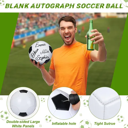 Miniatura 3 de Jenaai Balón de fútbol oficial con autógrafo en blanco para firmar regalo de fútbol con dos paneles blancos para fiesta nocturna de personas