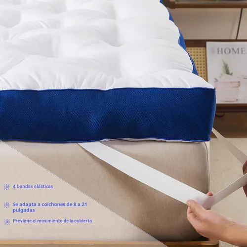 Miniatura 4 de WhatsBedding Cubrecolchón de espuma viscoelástica de 5 pulgadas para dolor de espalda, relleno de relleno suave y transpirable, cubrecolchón grueso