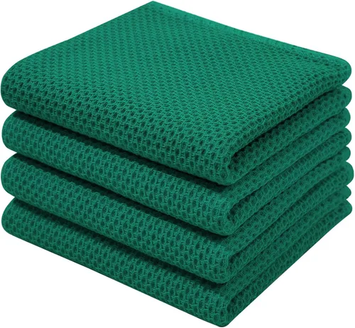 Miniatura 214 de Homaxy Paños de cocina de 100% algodón con tejido de gofre, ultra suaves, absorbentes, de secado rápido, 12 x 12 pulgadas, paquete de 6, amarillo