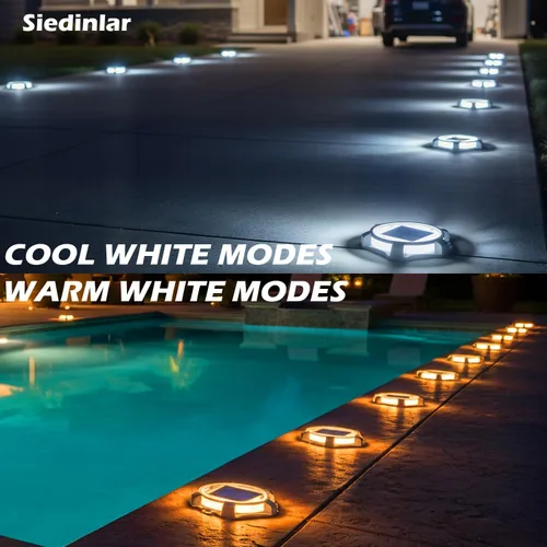 Miniatura 2 de SIEDiNLAR Luces solares para cubierta al aire libre, 2 modos, muelle LED, marcadores de entrada, luz impermeable para escalones, pasarela, escalera
