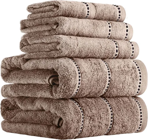 Lavish Home Juego de toallas de baño de 6 piezas, 100% algodón de 525 GSM, 2 toallas de baño, 2 toallas de mano y 2 paños de lavado para baño, Gris
