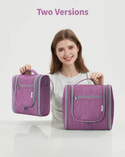 Miniatura 8 de Narwey - Neceser de viaje colgante, organizador de maquillaje y productos cosméticos para mujeres y hombres, Aa-morado., L
